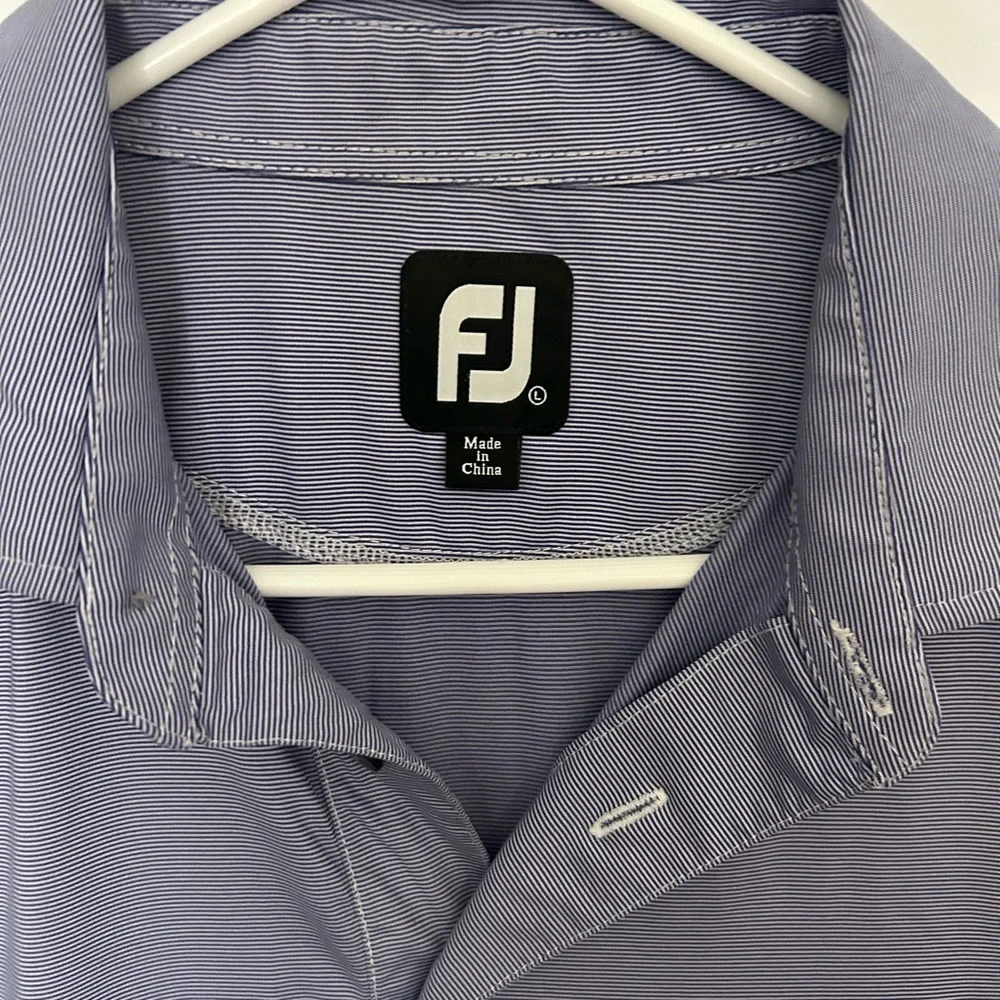 FootJoy ProDry Performance golf polo shirt in a blue and white stripe L